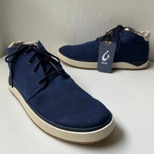 Olukai Papaku Chukka Boots Men's 13 in Navy Canvas Minimalist Casual Office NEW